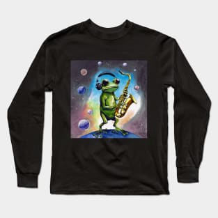 Sax Frog in Space Long Sleeve T-Shirt